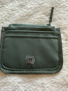 lululemon athletica olive green card wallet with zip